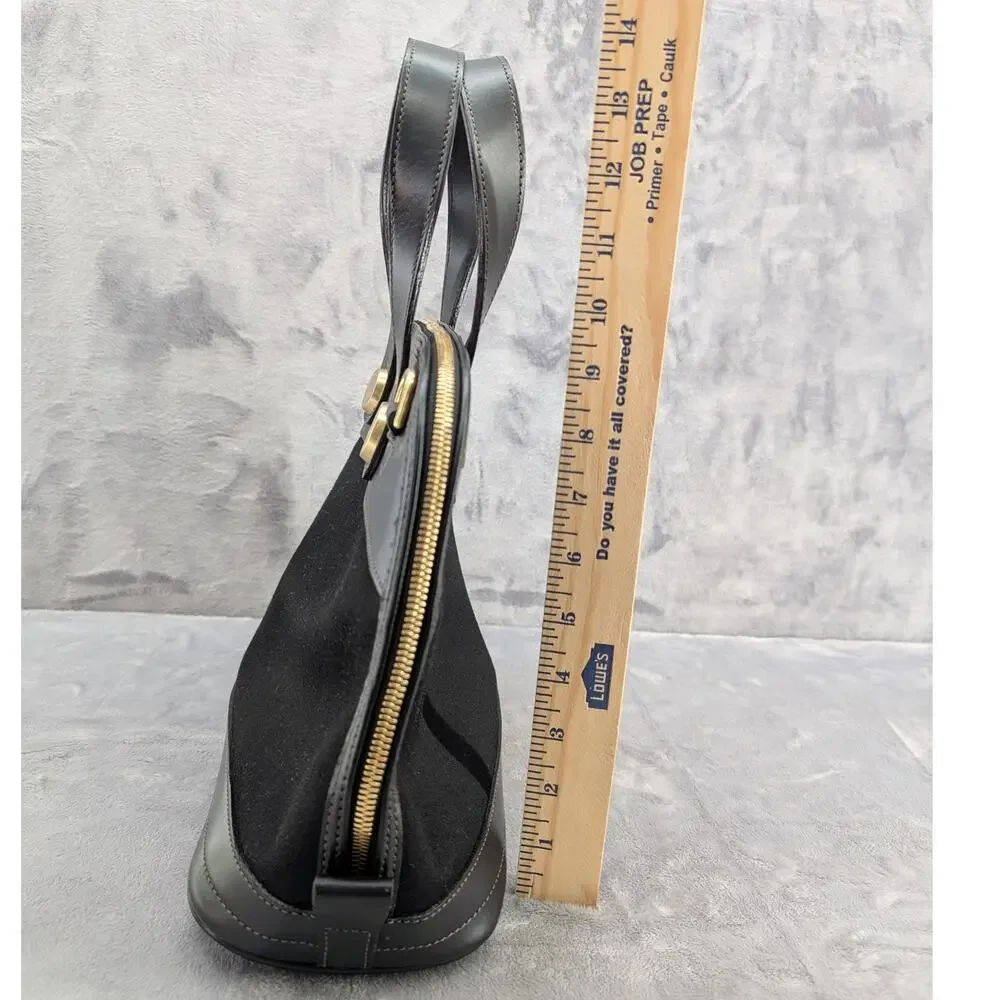 Vtg Dooney & Bourke Cabriolet Cloth Leather Black top handle made in USA satchel - Picture 9 of 13